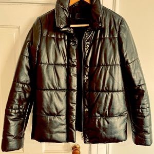 Zara Woman Studio Black Leather Quilted  Jacket . Size Small Mint